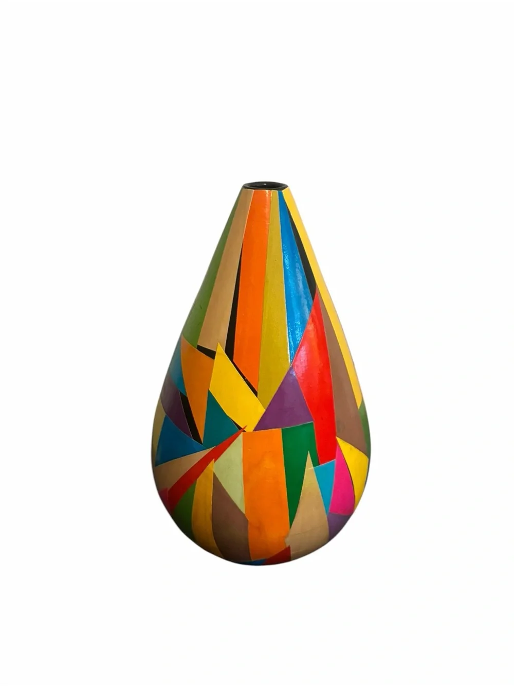 Carli Brasil Teardrop Vase Multicolor Geometric Abstract Collage Art Decor